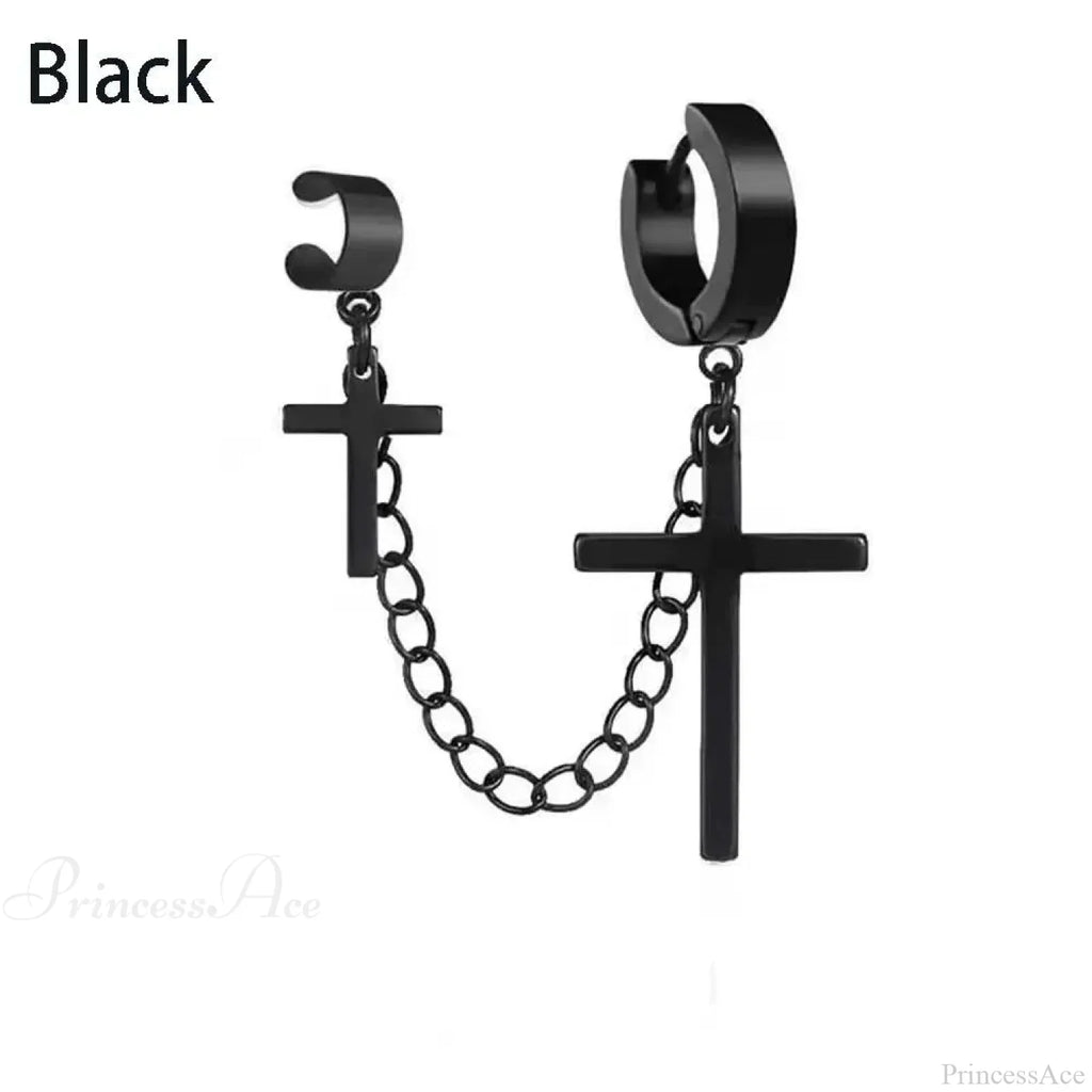Men Rebellious Cross Stars Stainless Steel Earring
