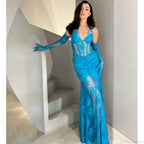 Mermaid Lace V-Neck Party Dress