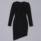 Mesh Hollow Out Deep Notched Dress
