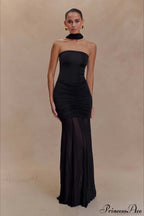 Mesh Panel Strapless Elegant Bodycon Party Dress