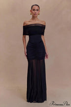 Mesh Panel Strapless Elegant Bodycon Party Dress
