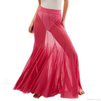 Mesh Sheer Ruffle Midi Skirt