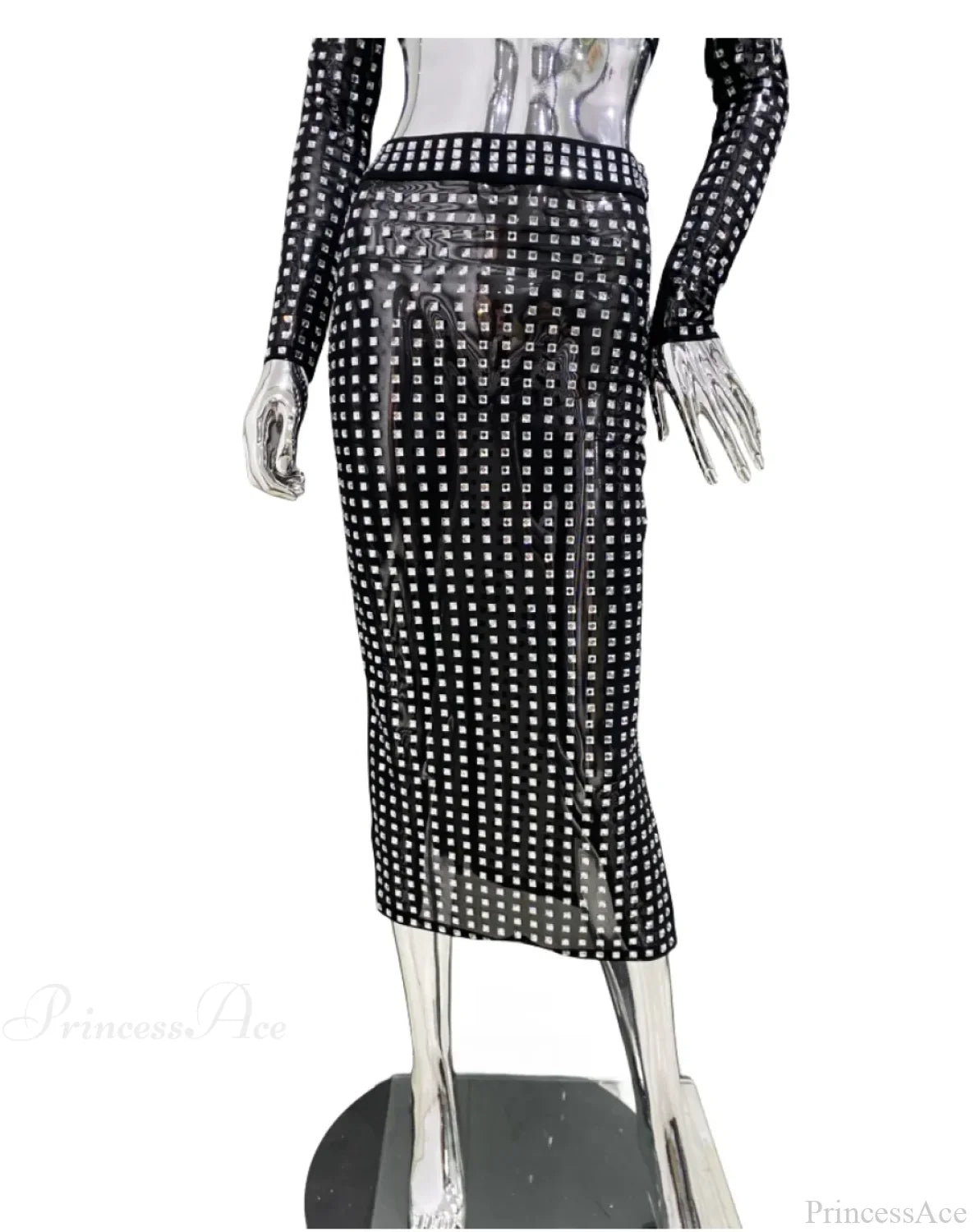 Mesh Top Skirt Sparkling Party Dress
