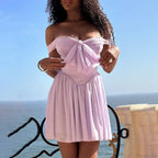 Mesh Waist Wrap A-line Vacation Dress