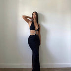 Infinity Halter Diamante Rope Twist Maxi Dress