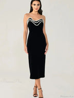 Metal Chain Black Bandage Party Dress