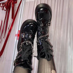 Metal Chain Patent Leather Rebellious Gothic Ankle Boot