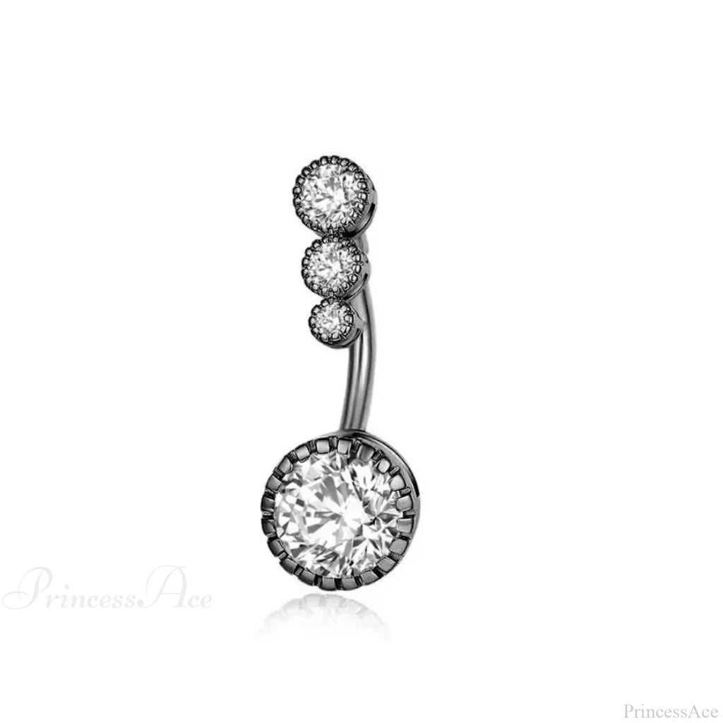 Metallic Crystal Circular Gothic Navel Ring