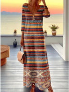 Harriet Aesthetic Long Sleeve Print Dress Elevated Occasion Wear