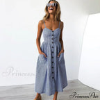 Polka Dot Striped Backless Midi Dress