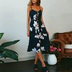 Polka Dot Striped Backless Midi Dress