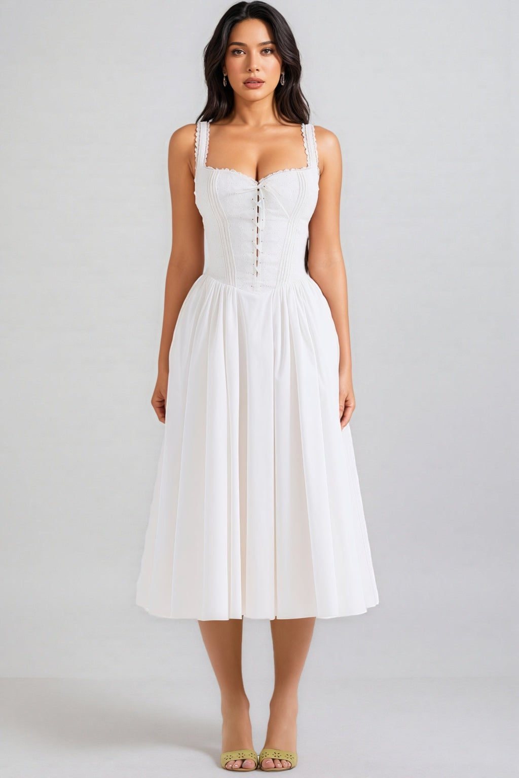 Imara White Halter Lace Midi Dress