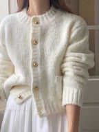 Milk White Single Breasted Cardigan