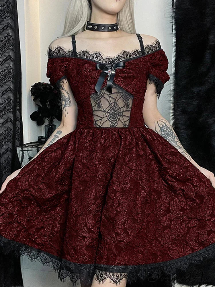 Mini Party Aesthetic One Shoulder Strap Sexy Lace Cutouts Elegant A Line High Waist Dress