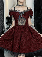 Mini Party Aesthetic One Shoulder Strap Sexy Lace Cutouts Elegant A Line High Waist Dress