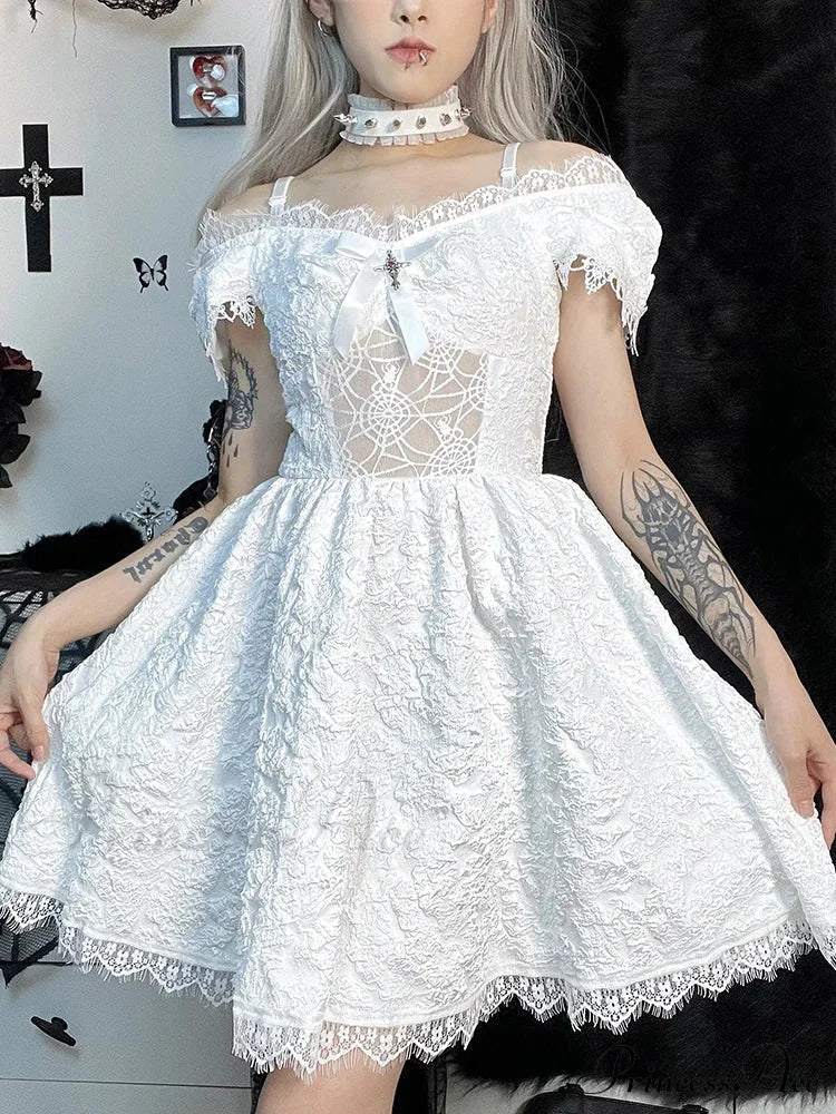 Mini Party Aesthetic One Shoulder Strap Sexy Lace Cutouts Elegant A Line High Waist Dress