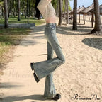 Minimalist Literary Versatile Japanese Dark Micro Flared High Waisted Fashion Jean