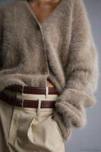 Mink V Neck Faux Fur Cardigan