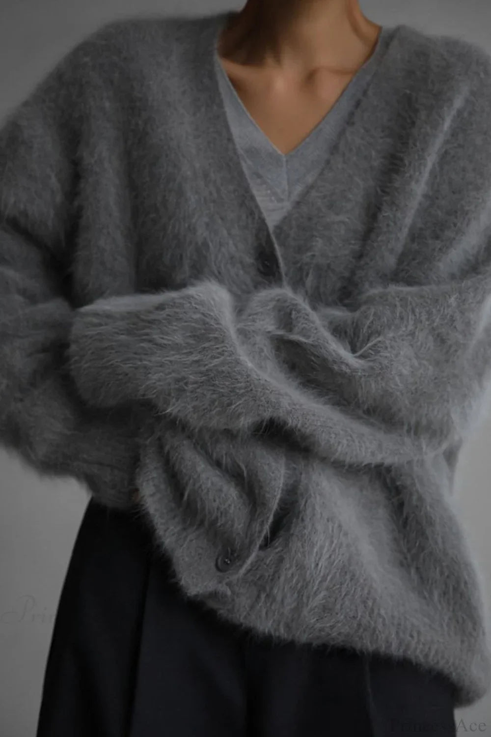 Mink V Neck Faux Fur Cardigan