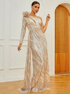 Missord Elegant Beautiful Women���s Dress One Shoulder Asymmetrical Sequin Party Dress