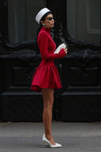 Mock Neck Asymmetrical Hem Umbrella Mini Dress