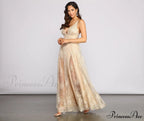 Mona Formal Stylish Plunging Glitter Dress