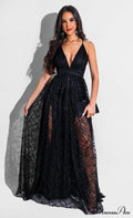 Morgan Formal Stylish Flocked Velvet Dress