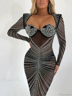 Mozision Glitter Mesh See Through Party Maxi Dress For Women Party Dress