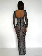 Mozision Glitter Mesh See Through Party Maxi Dress For Women Party Dress