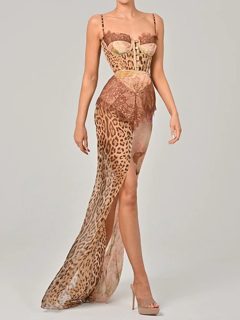 Alexa Leopard Sleeveless Maxi Dress
