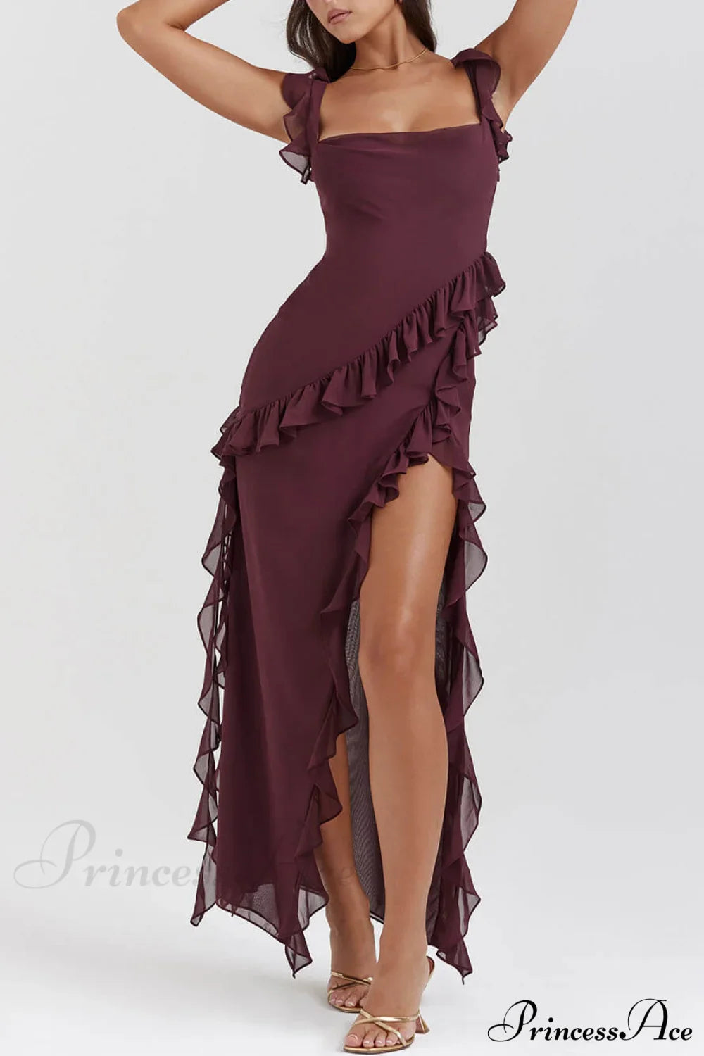 Mulberry Ruffle Maxi Dress