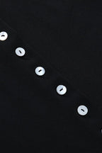 Multi-Button Fitted Solid Long Sleeve Tee