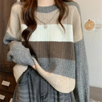 Multi-Color Splicing Lazy Style Slimming Sweater