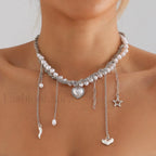 Multi-layer Tassel Pearl Star Pendant Necklace
