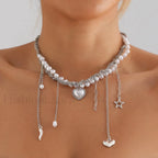 Multi-layer Tassel Pearl Star Pendant Necklace