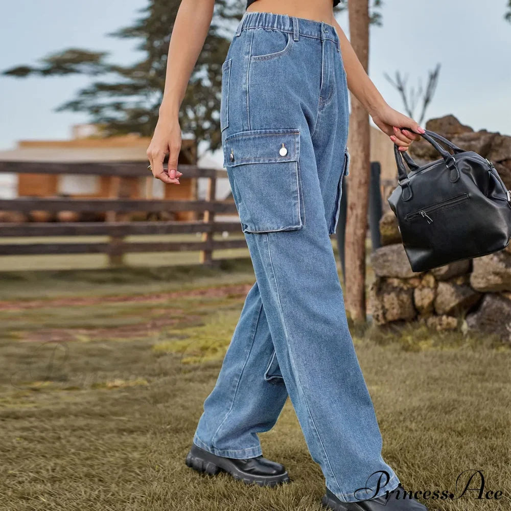Multi Pocket Cargo Pantalones Jeans