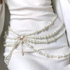 Multilayer Gothic Pearl Waist Chain Belt