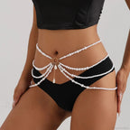 Multilayer Gothic Pearl Waist Chain Belt