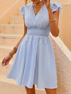 Aida Elevated Striped Ruffle Dress Chic Silhouette Collection