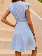 Aida Elevated Striped Ruffle Dress Chic Silhouette Collection