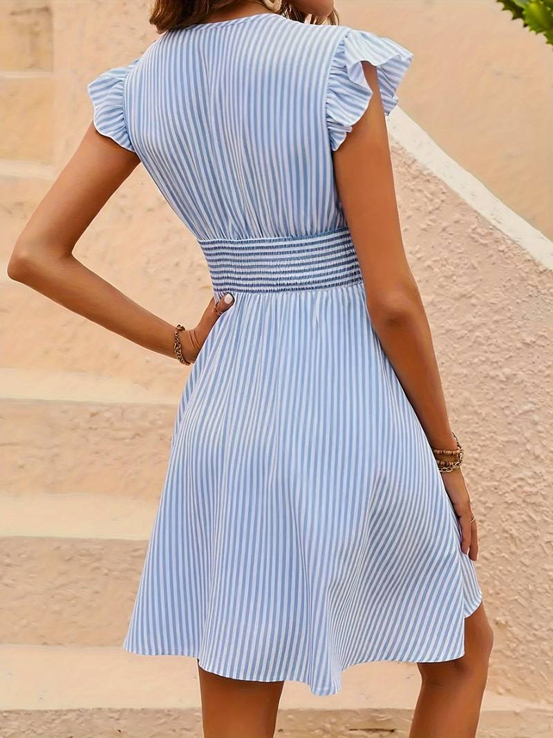 Aida Elevated Striped Ruffle Dress Chic Silhouette Collection