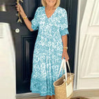 Ximena Effortless Bohemian V Neck Dress Evening Wear Edit