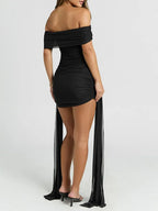 Nadia Draped Off-Shoulder Mini Dress