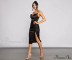 Nadine Formal Ruched Charming Satin Midi Dress