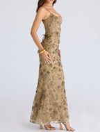 Beaded Embellished Corset Maxi Dress