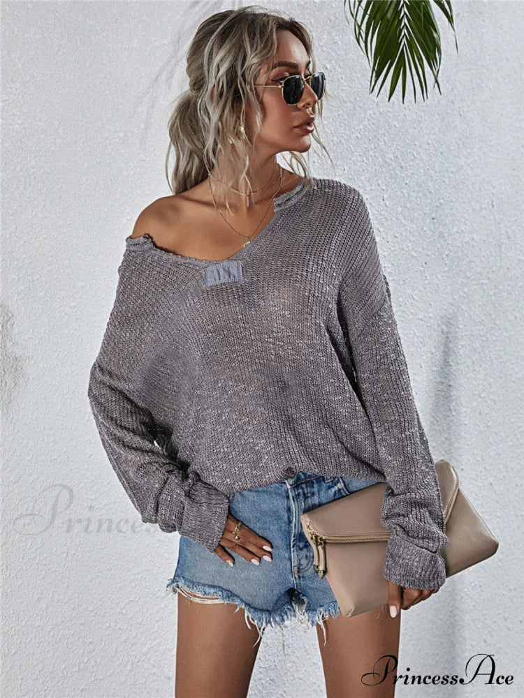 Neck Knit with Notched Top Slit