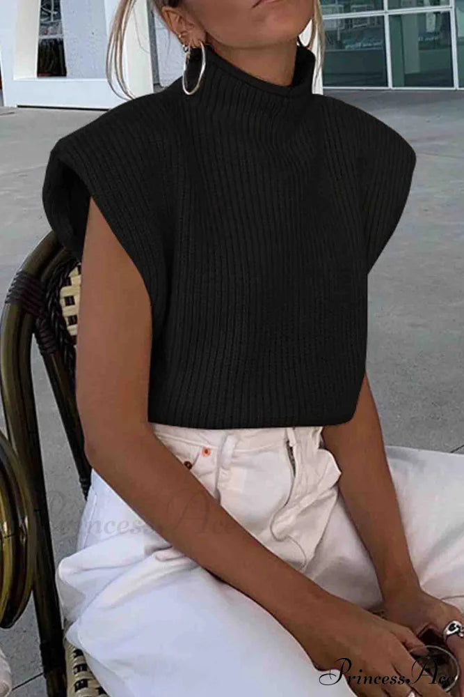 Neck Mock Sleeveless Sweater
