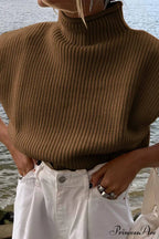 Neck Mock Sleeveless Sweater