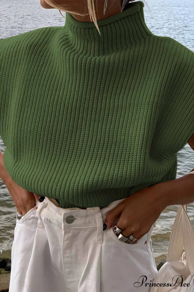 Neck Mock Sleeveless Sweater