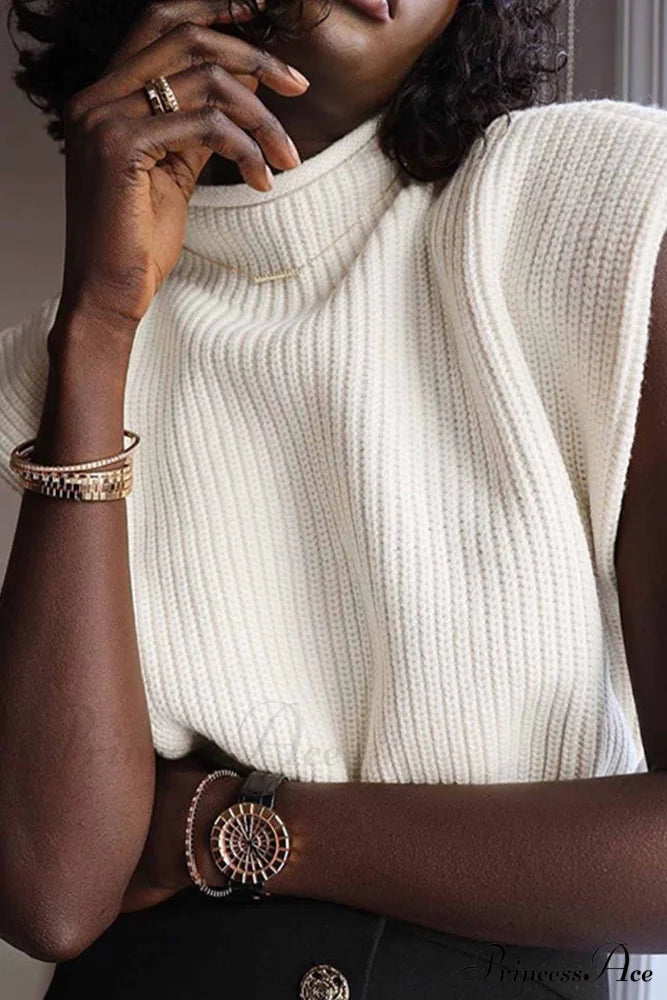Neck Mock Sleeveless Sweater